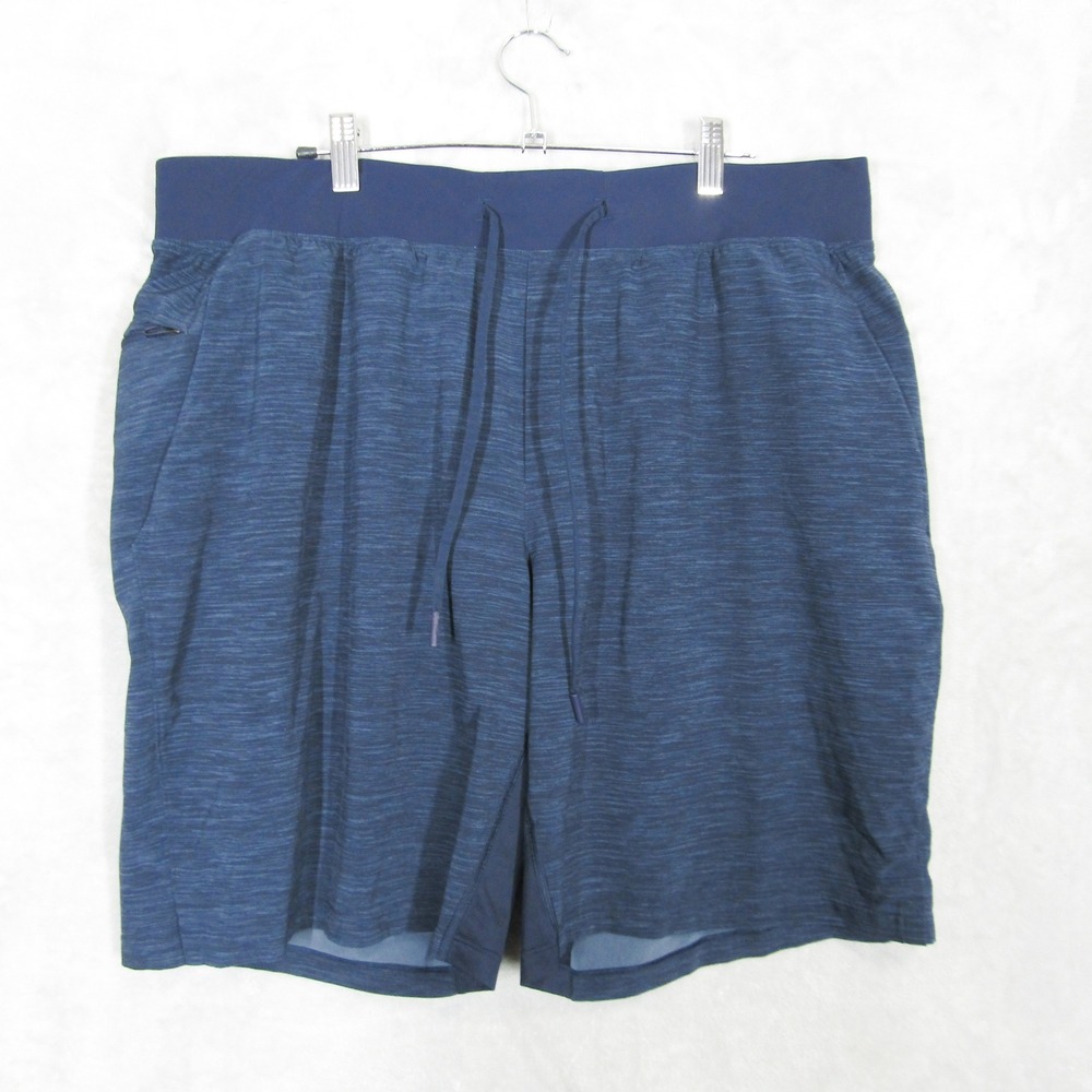 Lululemon Shorts Mens XXL Navy Blue Heathered Athletic Linerless Drawstring
